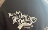 HARLEY DAVIDSON LADIES SIZE MEDIUM BLACK/GREY JERSEY STYLE T SHIRT