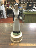 Vtg Jim Beam Whiskey EMPTY Decanter Amish Girl w/Basket of Flowers 16" Very Nice