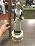 Vtg Jim Beam Whiskey EMPTY Decanter Amish Girl w/Basket of Flowers 16" Very Nice