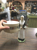 Vtg Jim Beam Whiskey EMPTY Decanter Amish Girl w/Basket of Flowers 16" Very Nice