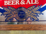 Vintage 1980s Genesee Beer Wood Framed Mirrored Advertising Sign