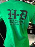 HARLEY DAVIDSON LADIES SIZE MEDIUM GREEN TSHIRT "FREE TO RIDE"