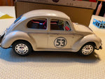 Vtg 68 Battery Operated VW Volkswagen Bug Herbie Racing Tin toy Japan Box Minty!