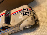 Vtg 68 Battery Operated VW Volkswagen Bug Herbie Racing Tin toy Japan Box Minty!