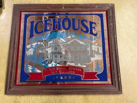 VTG ICEHOUSE PLANK ROAD BREWERY 1855 MIRRORED SIGN Large Beer Sign