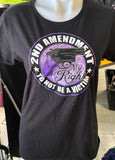 HOT LEATHERS LADIES SIZE LARGE BLACK TSHIRT "2ND AMENDMENT"