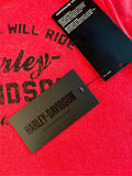 HARLEY DAVIDSON LADIES SIZE MED RED TSHIRT "UNITED WE WILL RIDE"