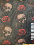 LETHAL ANGEL LADIES SIZE MEDIUM LONG SLEEVE BLACK SHEER TOP SKULLS AND ROSES