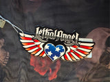 LETHAL ANGEL LADIES SIZE MEDIUM LONG SLEEVE BLACK SHEER TOP SKULLS AND ROSES