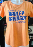 HARLEY-DAVIDSON LADIES SIZE MEDIUM PEACH TSHIRT GENUINE HARLEY DAVIDSON