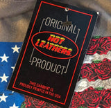 HOT LEATHERS LADIES SIZE MEDIUM GRAY T SHIRT FLAG OF ROSES