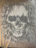 HOT LEATHERS LADIES SIZE MEDIUM GRAY TSHIRT DISTRESSED PRINT SKULL
