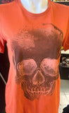HOT LEATHERS LADIES LARGE ORANGE TSHIRT DISTRESSED PRINT SKULL