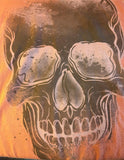 HOT LEATHERS LADIES SMALL ORANGE TSHIRT DISTRESSED PRINT SKULL