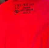 HARLEY-DAVIDSON LADIES MEDIUM RED LONG SLEEVE T SHIRT CHECKERED FLAG