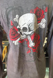 HOT LEATHERS LADIES SMALL GRAY HOODIE SKULLS AND ROSES TSHIRT MATERIAL