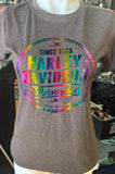 HARLEY-DAVIDSON LADIES SIZE MEDIUM GRAY TSHIRT RAINBOW HOLOGRAPHIC PRINT