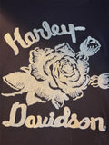 HARLEY-DAVIDSON LADIES SIZE X-SMALL BLACK TSHIRT EMBROIDERED PRINT