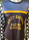 HARLEY-DAVIDSON LADIES SIZE SMALL LONG SLEEVE SILKY RACING SHIRT
