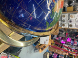 Vtg Inlaid Hard Gemstone World Globe Compass Blue Lapis Lazuli Brass Beautiful!