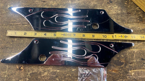 Chrome Saddlebag Latch Covers Hinge Harley Touring FLH Glide Road King Flame 93-