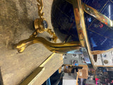 Vtg Inlaid Hard Gemstone World Globe Compass Blue Lapis Lazuli Brass Beautiful!