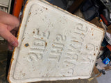 Vtg Embossed No Parking this side Sign 17x11 Tin Auto Truck Oil Man Cave GArage