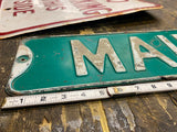 Vtg Embossed Main Street sign Tin Auto Truck Oil Gas Man Cave GArage Decor 24"