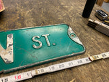 Vtg Embossed Main Street sign Tin Auto Truck Oil Gas Man Cave GArage Decor 24"