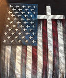 HOT LEATHERS LADIES SMALL BLACK TSHIRT FLAG/CROSS PRINT