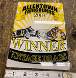 Vtg Allentown Drag Races sign Advertising Auto Motorcycle 6x8 Bike Hot Rod Car