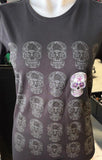 HOT LEATHERS LADIES SMALL BLACK TSHIRT SKULL PATTERN