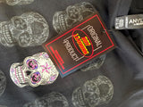 HOT LEATHERS LADIES LARGE BLACK TSHIRT SKULL PATTERN