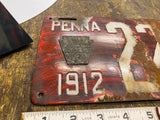 Vtg 1912 Pennsylvania Pa Porcelain License Plate Auto Truck Sign Tag Antique!