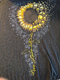 HOT LEATHERS LADIES SMALL BLACK TSHIRT SUNFLOWER SKULLS LIVE LOVE RIDE