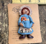 Vtg 1997 Raggedy Ann Andy Doll Pin Necklace Daisy Country Collectibles!