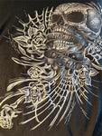HOT LEATHERS LADIES SMALL BLACK V-NECK TSHIRT "LIVING THE DREAM" ROSES/SKULL