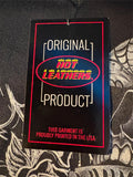 HOT LEATHERS LADIES SMALL BLACK V-NECK TSHIRT "LIVING THE DREAM" ROSES/SKULL