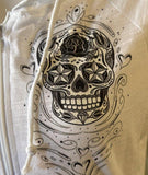 HOT LEATHERS LADIES SMALL WHITE LIGHTWEIGHT HOODIE SUGAR SKULL DESIGN