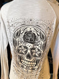HOT LEATHERS LADIES SMALL WHITE LIGHTWEIGHT HOODIE SUGAR SKULL DESIGN