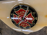 Fireman Wall Plaque Clock Fire Dept Helmet Cairns Wood Fighter13" Works Display!