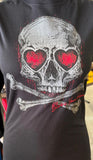 HOT LEATHERS LADIES SMALL BLACK TSHIRT HEART EYE SKULL "BLESS YOUR HEART"