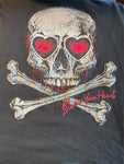 HOT LEATHERS LADIES SMALL BLACK TSHIRT HEART EYE SKULL "BLESS YOUR HEART"