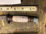 Vtg Swirl Bakelite Stacked Leather Custom Handle Hunting Knife Fixed Blade 4 1/2