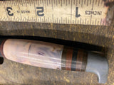 Vtg Swirl Bakelite Stacked Leather Custom Handle Hunting Knife Fixed Blade 4 1/2