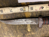 Vtg Swirl Bakelite Stacked Leather Custom Handle Hunting Knife Fixed Blade 4 1/2