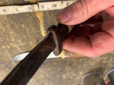 Vtg Swirl Bakelite Stacked Leather Custom Handle Hunting Knife Fixed Blade 4 1/2