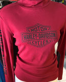 HARLEY DAVIDSON LADIES SIZE LARGE LONG SLEEVE BURGUNDY TURTLENECK