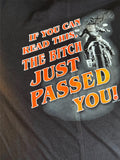 HOT LEATHERS LADIES MEDIUM BLACK TSHIRT "IF YOU CAN READ THIS.....