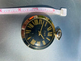 Sheffield Pocket Watch Black Face Gold trim Vtg Aluminum Case Works